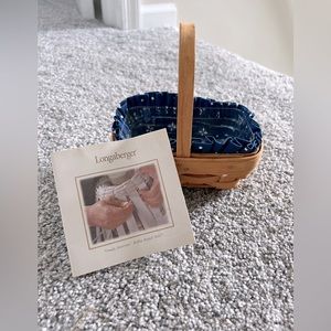 Longaberger BUTTON BASKET with blue liner and plastic protector